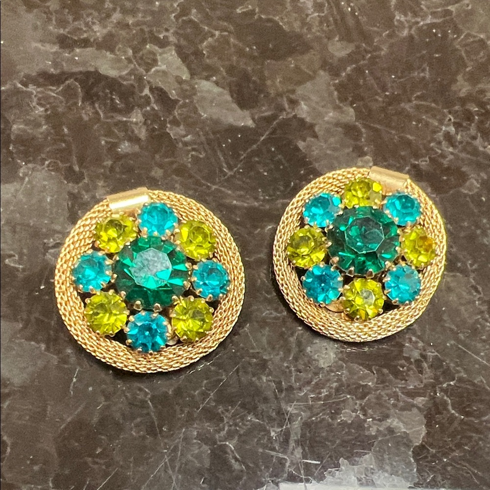 Elegant Gold and Green Statement Earrings